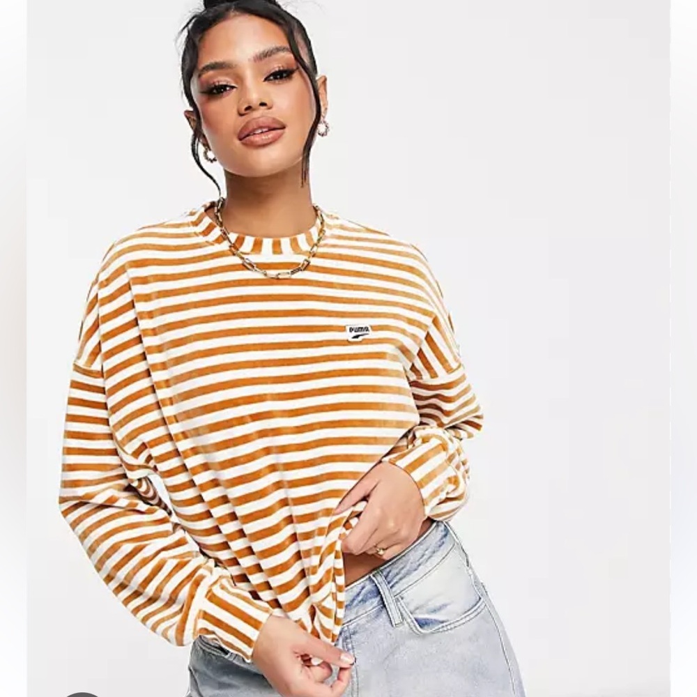 Puma Downtown Velour Stripe Pullover